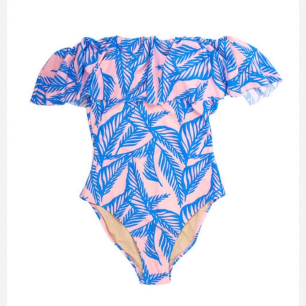 Shade Critters Tropical Blue Leaf Print Women's One Piece Swimsuit